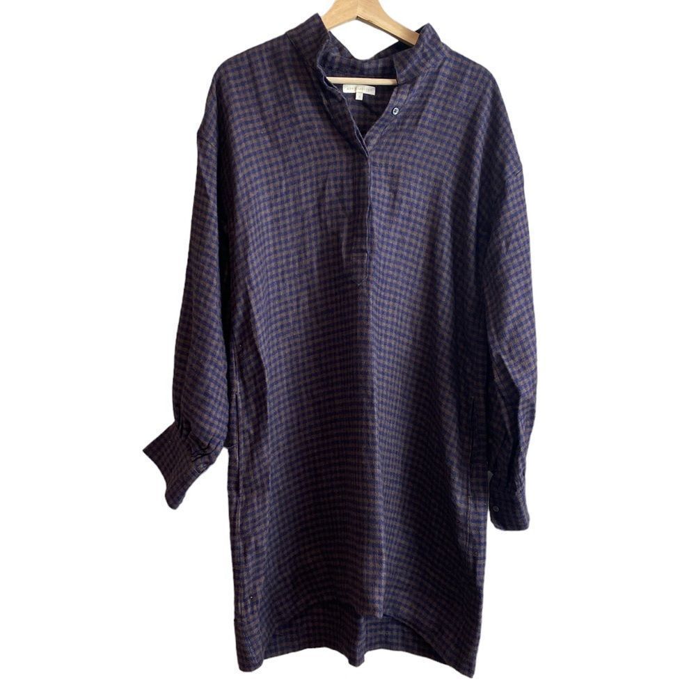 Ann Mashburn lagenlook heavy weight plaid linen shirt dress